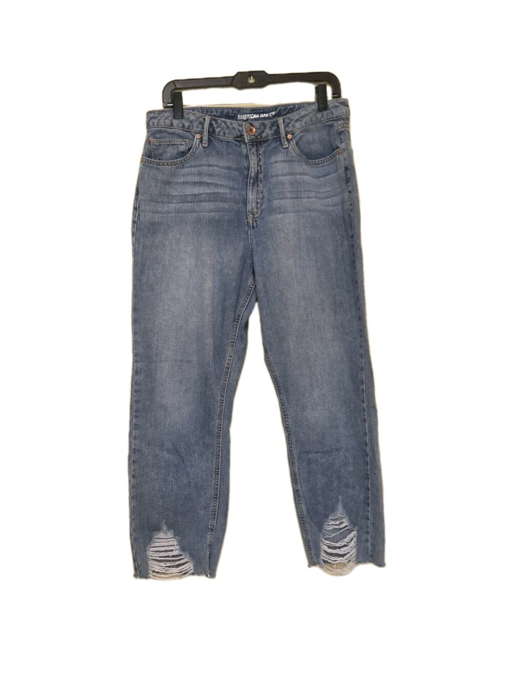 Women’s Jeans American Rag Junior's 11 Blue Distressed V-Cut Raw Hem Denim
